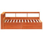 vidaXL Lit bibliothèque sans matelas cire marron 120x190cm pin massif