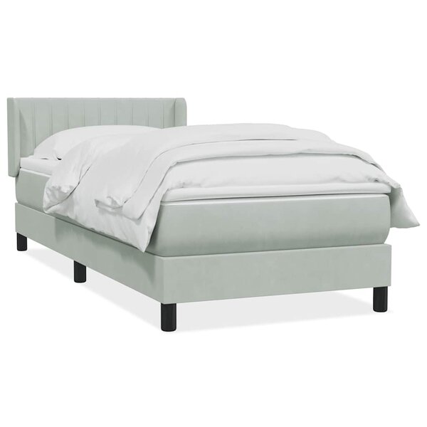vidaXL Sommier à lattes de lit et matelas gris clair 90x210 cm velours
