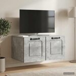 vidaXL Meuble TV mural Gris béton 59 5 x 41 x 30 cm Bois d'ingénierie