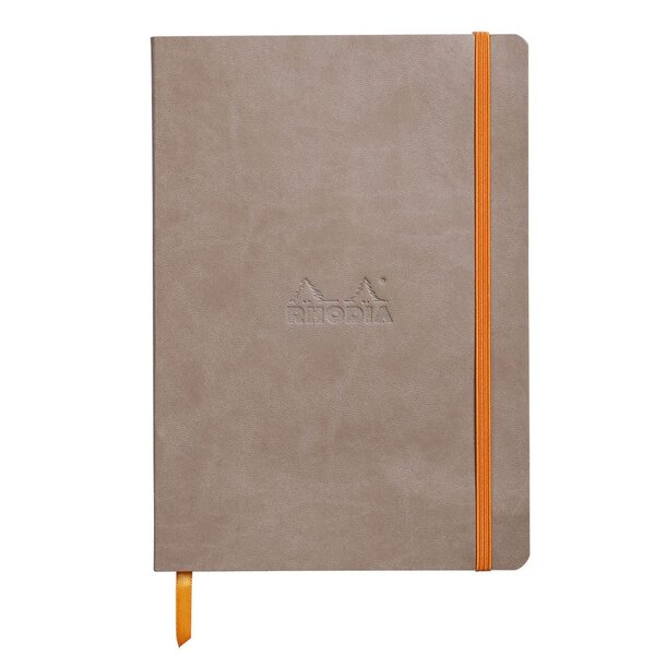 Carnet souple Rhodiarama A5 (14,8 x 21 cm), 160 pages lignées de 90 g/m² - Couverture Taupe