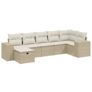 vidaXL Salon de jardin avec coussins 7 Pièces beige résine tressée