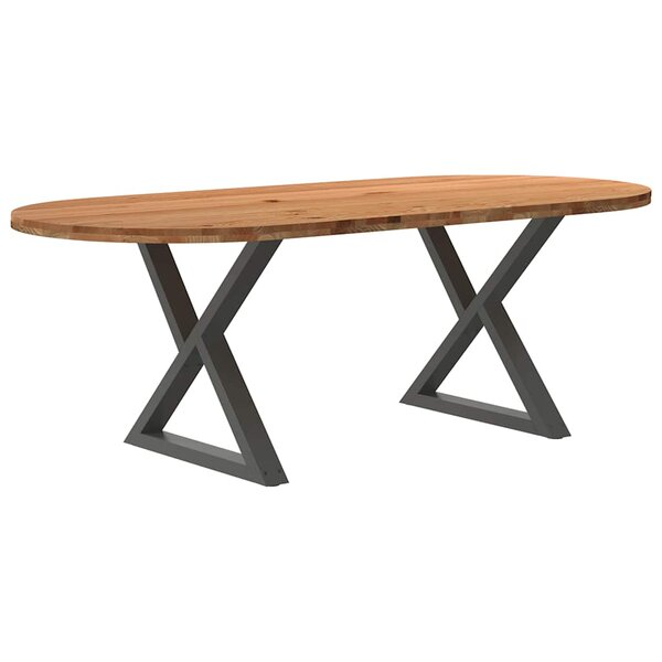 vidaXL Table à manger 220x100x74 cm bois de chêne massif ovale