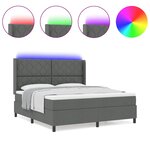 vidaXL Lit à ressorts avec matelas Gris foncé 180 x 200 cm tissu