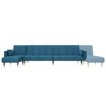 vidaXL Canapé-lit en forme de L bleu 275x140x70 cm velours