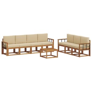 vidaXL Ensemble de canapés d'extérieur 8 pc Naturel et Beige
