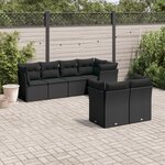 vidaXL Salon de jardin 7 Pièces avec coussins noir résine tressée