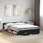 vidaXL Cadre de lit avec tiroirs sans matelas noir 160x200 cm