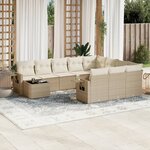 vidaXL Salon de jardin 11 Pièces avec coussins beige résine tressée