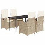 vidaXL Ensemble à manger de jardin avec coussins 5Pièces Beige poly rotin