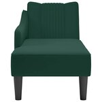 vidaXL Fauteuil long avec accoudoir droit vert foncé velours