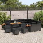 vidaXL Ensemble de canapé de jardin 13 Pièces Noir polyrotin