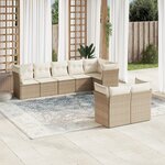 vidaXL Salon de jardin avec coussins 8 Pièces beige résine tressée