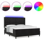 Lit box spring vidaXL avec matelas et LED Noir 180x200 cm Velours