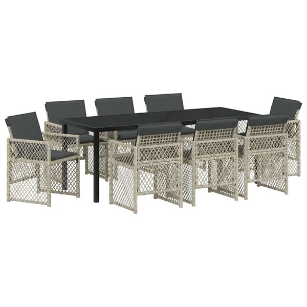 vidaXL Ensemble de salle à manger pour jardin 9 Pièces Gris clair