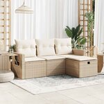 vidaXL Salon de jardin avec coussins 4 Pièces beige résine tressée