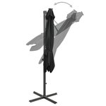 vidaXL Parasol de jardin en porte-à-faux et mât et lumières LED noir