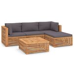 vidaXL Salon de jardin 5 Pièces avec coussin gris foncé bois de teck