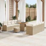 Ensemble de canapé de jardin 11 pièces avec coussins beige poly rotin