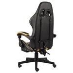 vidaXL Fauteuil de jeux vidéo avec repose-pied Noir et doré Similicuir