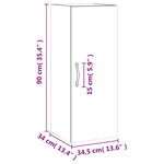 vidaXL Armoire murale blanc brillant 34 5x34x90 cm bois d'ingénierie
