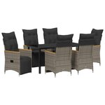 vidaXL Ensemble de salle à manger pour jardin 7 Pièces Gris Poly rotin