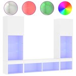 vidaXL Unités murales TV avec LED 5 Pièces blanc bois d'ingénierie