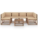 vidaXL Salon palette de jardin 7 Pièces et coussins Bois de pin imprégné