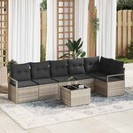 vidaXL Ensemble de canapé de jardin 7 Pièces Gris clair Poly rotin