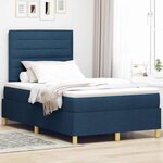 vidaXL Lit à ressorts avec matelas Bleu 120 x 190 cm tissu