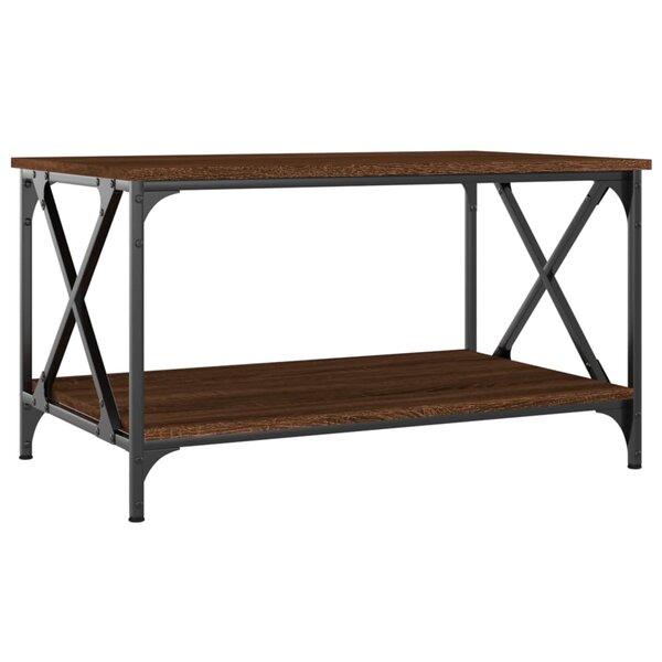 vidaXL Table basse Chêne marron 80x50x45 cm Bois d'ingénierie et fer