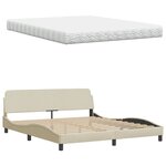 vidaXL Lit avec matelas Hanko crème 160x200 cm tissu