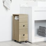 vidaXL Meuble étroit de salle de bain à roulettes chêne sonoma