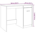 vidaXL Bureau vieux bois 100x50x76 cm bois d'ingénierie