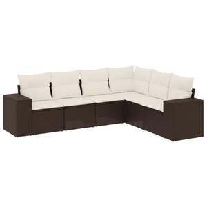 vidaXL Salon de jardin avec coussins 6 Pièces marron résine tressée