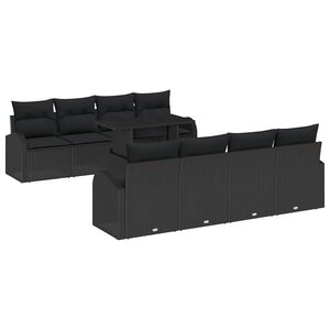 vidaXL Ensemble de canapé de jardin 9 Pièces Noir 100 x 55 x 73 cm