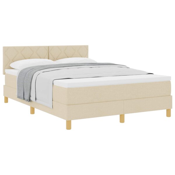vidaXL Lit à ressorts avec coussin Crème 160 x 200 cm tissu