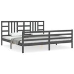 vidaXL Cadre de lit avec tête de lit gris 200x200 cm bois massif
