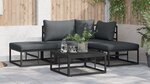 vidaXL Ensemble de canapé de jardin 5 Pièces Noir 70 x 70 x 32 cm