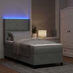 vidaXL Lit à Ressorts avec Matelas LED Gris clair 90 x 200 cm Velours