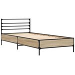 vidaXL Cadre de lit chêne sonoma 90x190 cm bois d'ingénierie et métal