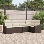 vidaXL Ensemble de salle à manger pour jardin 5 Pièces Marron  Crème