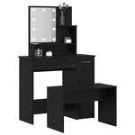 vidaXL Ensemble de table de maquillage LED avec porte 2 Pièces Chêne noir