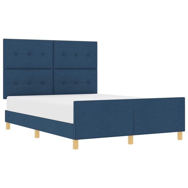 vidaXL Cadre de lit avec tête de lit Bleu 140 x 200 cm tissu