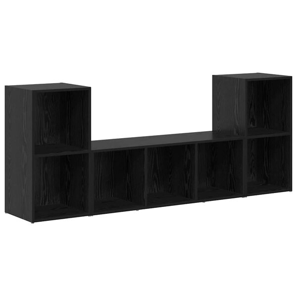 vidaXL Meuble TV 3 Pièces Noir 107 x 35 x 37 cm Bois d'ingénierie