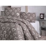 Parure de lit - housse de couette 220 x 240 + 2 taies d'oreiller 60 x 60  65  coton- Brun