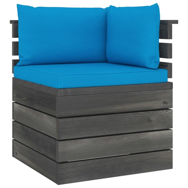 vidaXL Canapé d'angle palette de jardin avec coussins Bois de pin