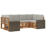 vidaXL Ensemble de canapés d'extérieur 6 pc Naturel et gris clair