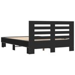 vidaXL Cadre de lit noir 135x190 cm bois d'ingénierie et métal