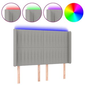 vidaXL Tête de lit à LED Gris clair 147x16x118/128 cm Tissu