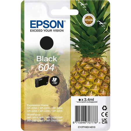 Cartouche jet d'encre n° 604 noir epson ananas (3 4ml) sous blister epson